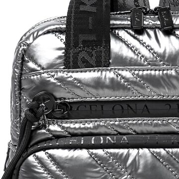 21K Barcelona Parlak Kumaş Askılı Kadın Sırt Çantası 3257 Gri