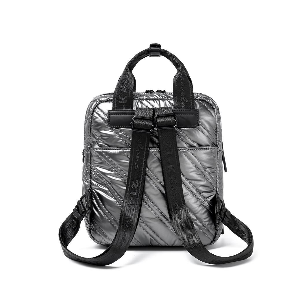 21K Barcelona Parlak Kumaş Askılı Kadın Sırt Çantası 3257 Gri