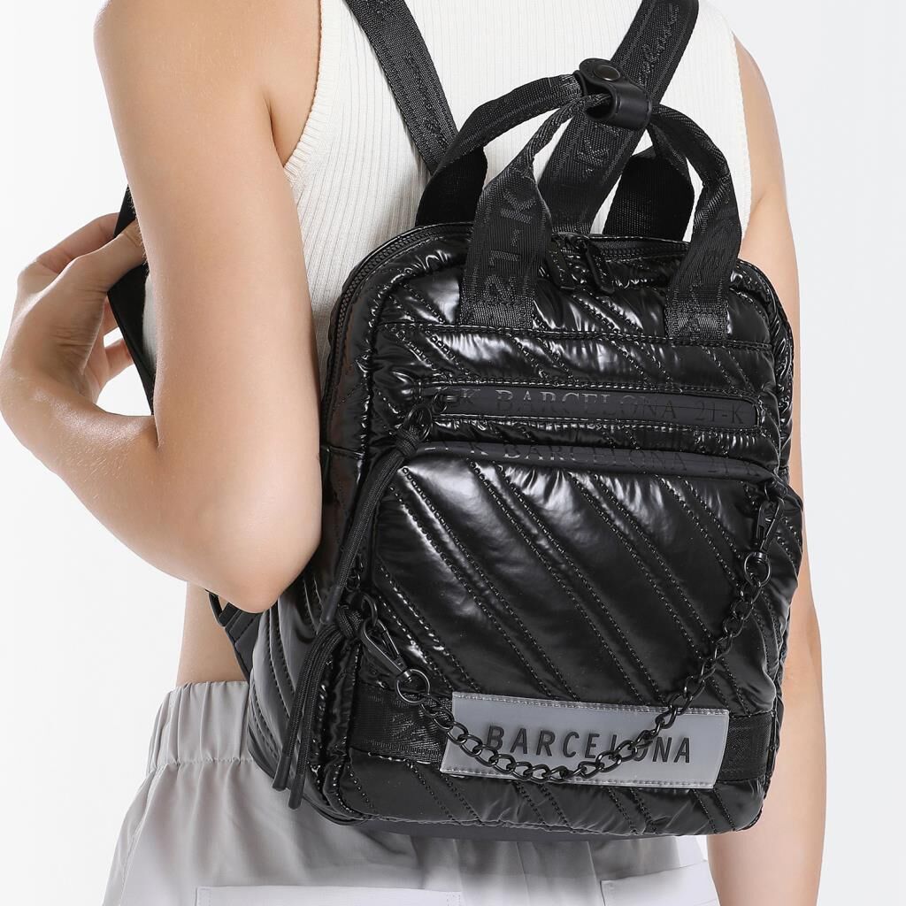 21K Barcelona Parlak Kumaş Askılı Kadın Sırt Çantası 3257 Gri