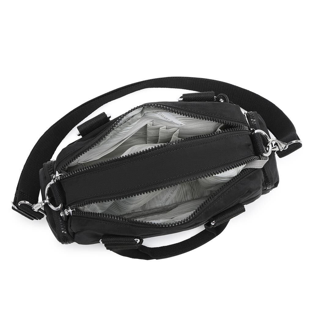 Smart Bags Elden Tutmalı Krinkıl Kumaş Kadın Çantası 3207 01 Siyah