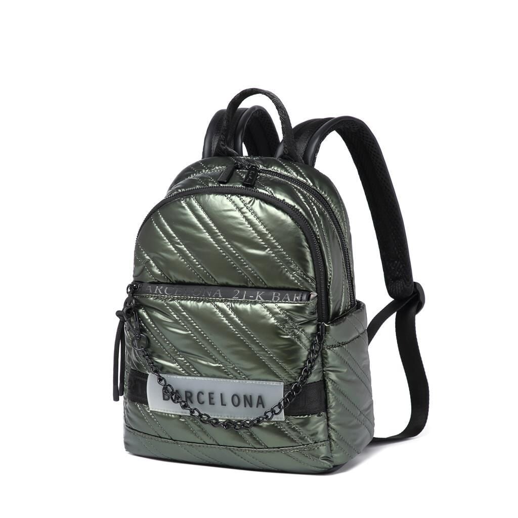 21K Barcelona Parlak Kumaş Askılı Kadın Sırt Çantası 3258 Yeşil