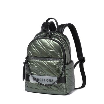 21K Barcelona Parlak Kumaş Askılı Kadın Sırt Çantası 3258 Yeşil