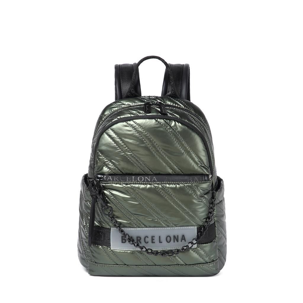 21K Barcelona Parlak Kumaş Askılı Kadın Sırt Çantası 3258 Yeşil