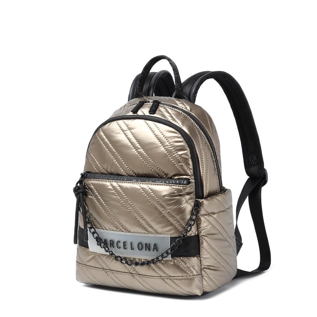 21K Barcelona Parlak Kumaş Askılı Kadın Sırt Çantası 3258 Taba