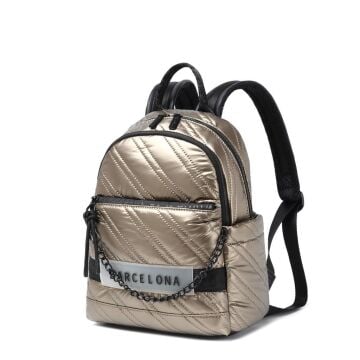 21K Barcelona Parlak Kumaş Askılı Kadın Sırt Çantası 3258 Taba