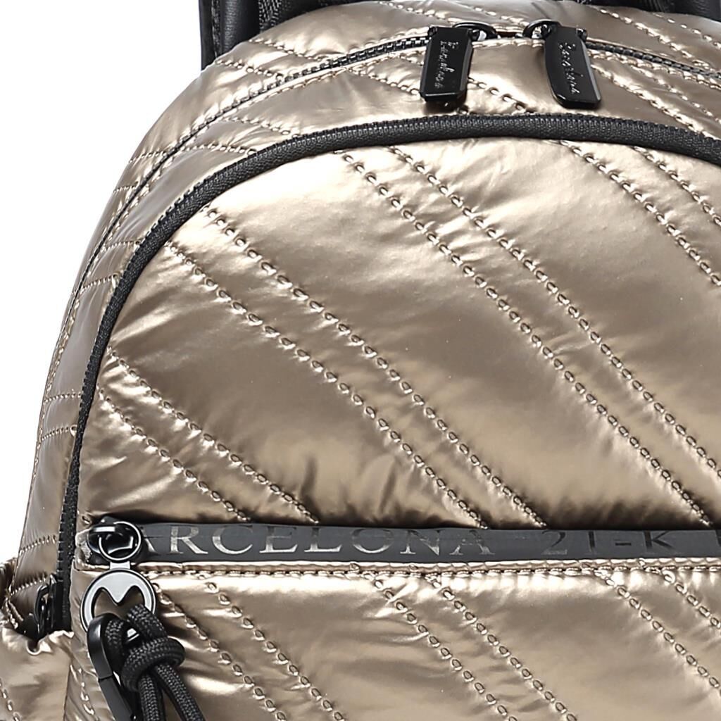 21K Barcelona Parlak Kumaş Askılı Kadın Sırt Çantası 3258 Taba