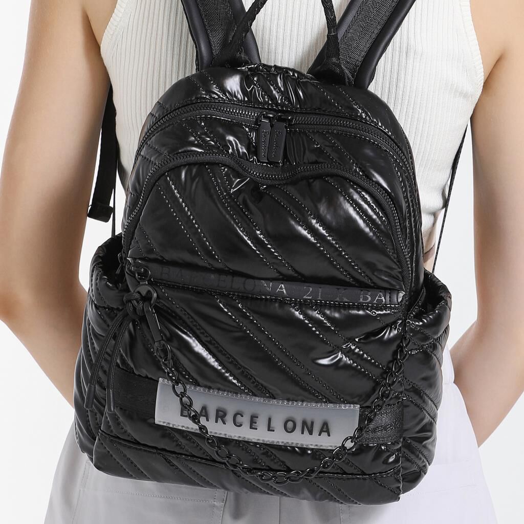 21K Barcelona Parlak Kumaş Askılı Kadın Sırt Çantası 3258 Taba