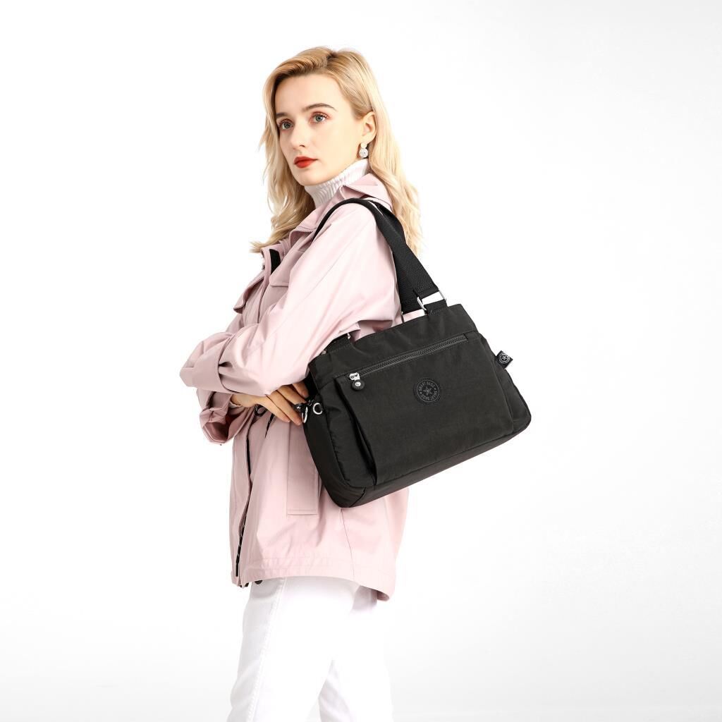 1125 Krinkıl Kumaş Bayan Omuz Çantası Smart Bags Koyu Gri