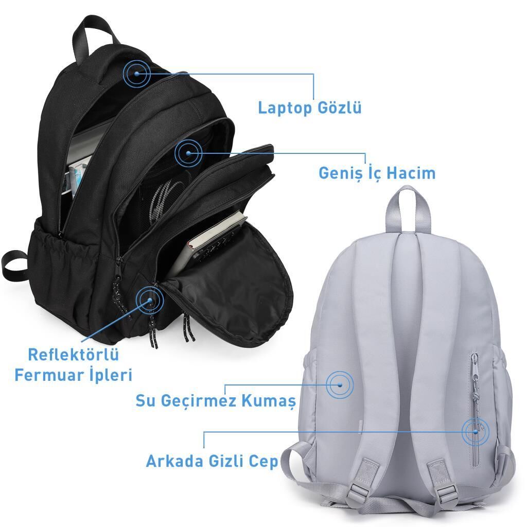 Smart Bags Sırt Çantası Okul Boyu Kalem Kutusu Hediyeli 3233 Vizon
