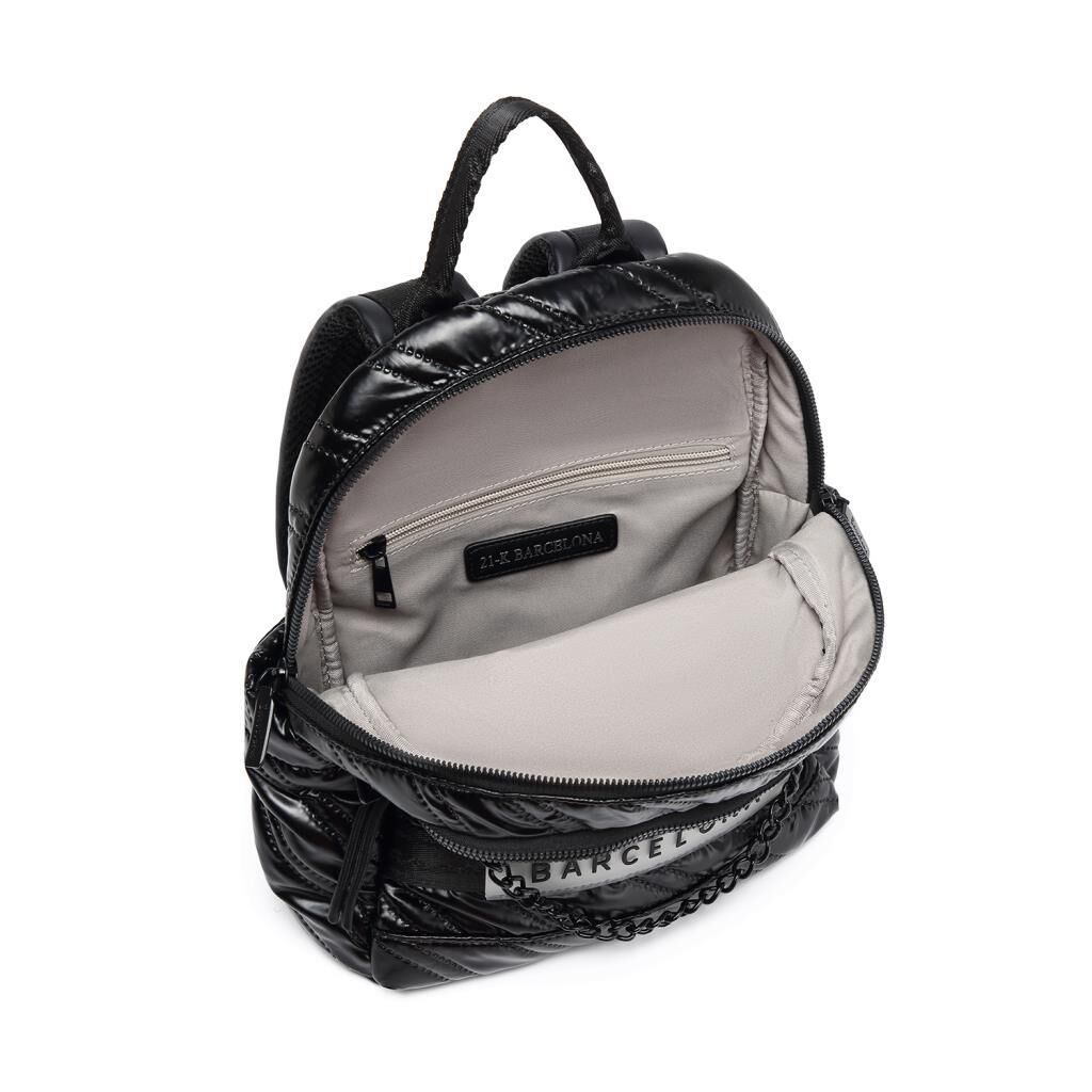 21K Barcelona Parlak Kumaş Askılı Kadın Sırt Çantası 3258 Siyah