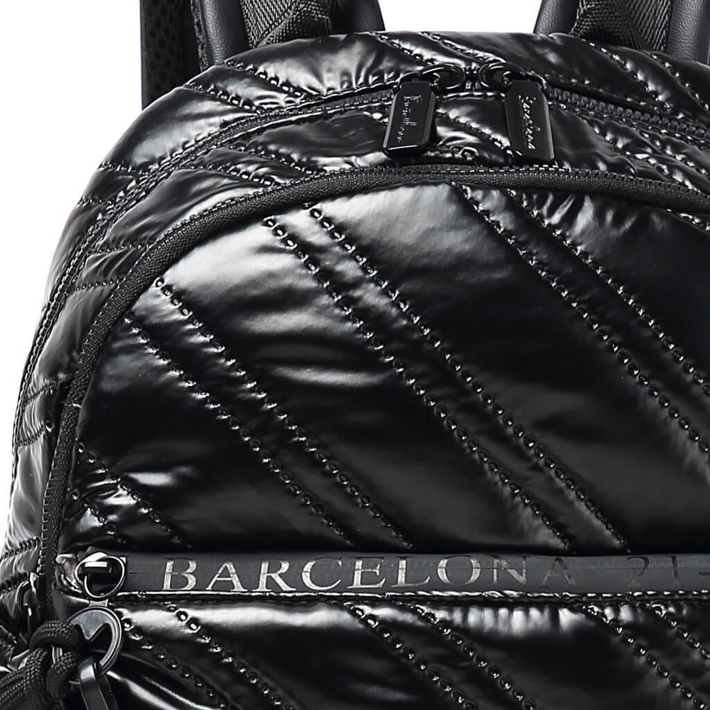 21K Barcelona Parlak Kumaş Askılı Kadın Sırt Çantası 3258 Siyah