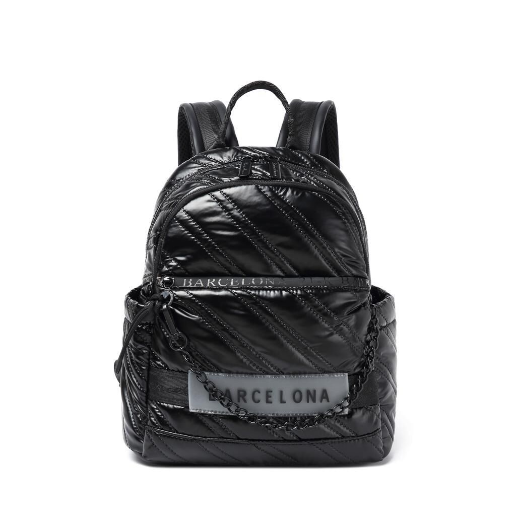 21K Barcelona Parlak Kumaş Askılı Kadın Sırt Çantası 3258 Siyah
