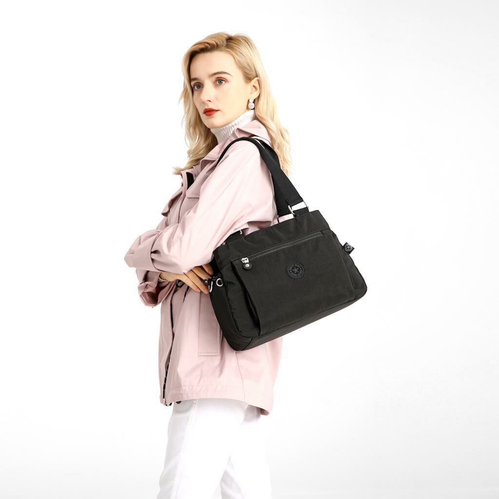 1125 Krinkıl Kumaş Bayan Omuz Çantası Smart Bags A.Vizon