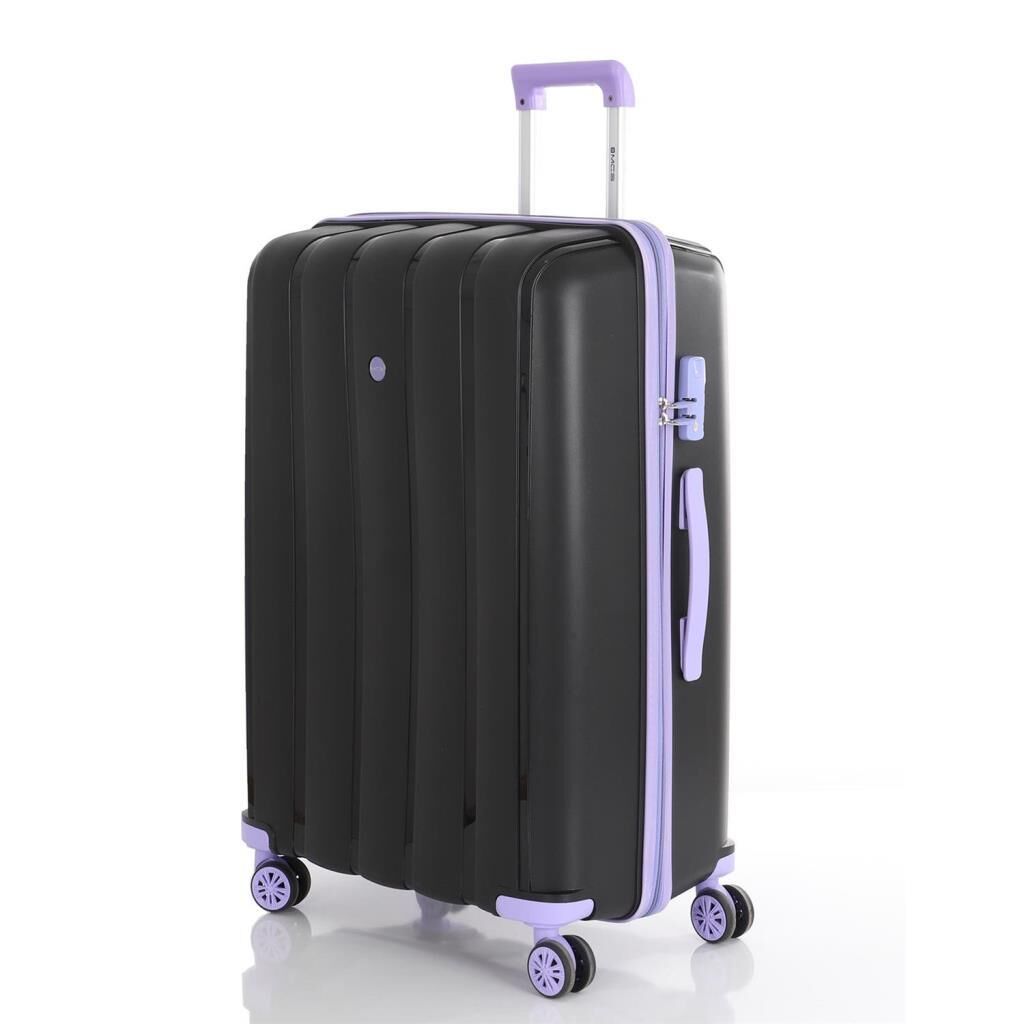 MÇS Bavul Büyük ve Orta 2li Set Kırılmaz Silikon Valiz V305 Siyah/Lila