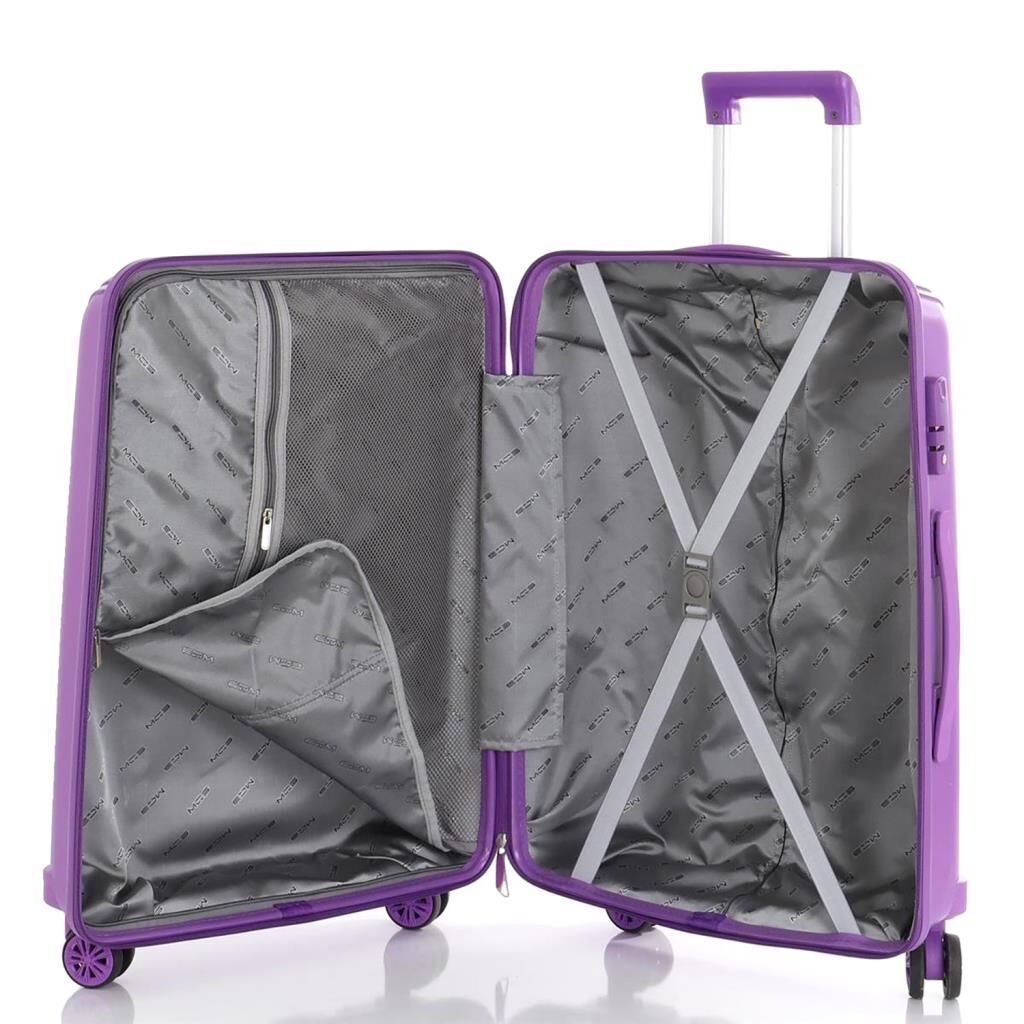 MÇS Bavul Büyük ve Orta 2li Set Kırılmaz Silikon Valiz V305 Mor