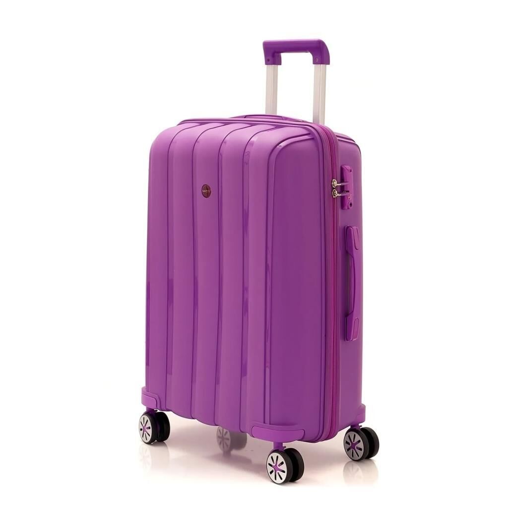 MÇS Bavul Büyük ve Orta 2li Set Kırılmaz Silikon Valiz V305 Mor
