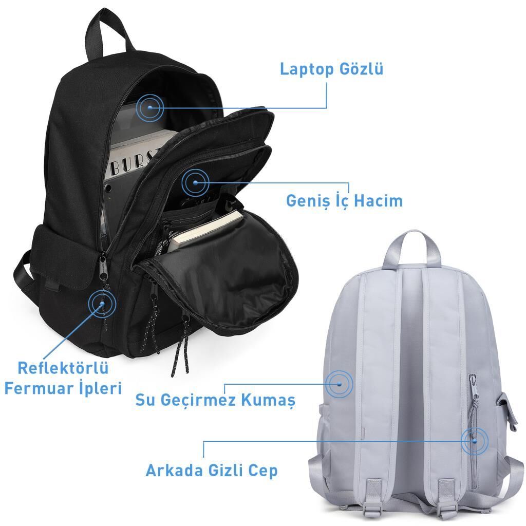 Smart Bags Sırt Çantası Okul Boyu Kalem Kutusu Hediyeli 3237 Vizon