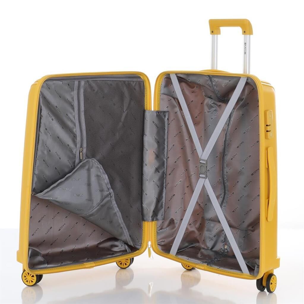 MÇS Bavul Büyük ve Orta 2li Set Kırılmaz Silikon Valiz V305 Sarı
