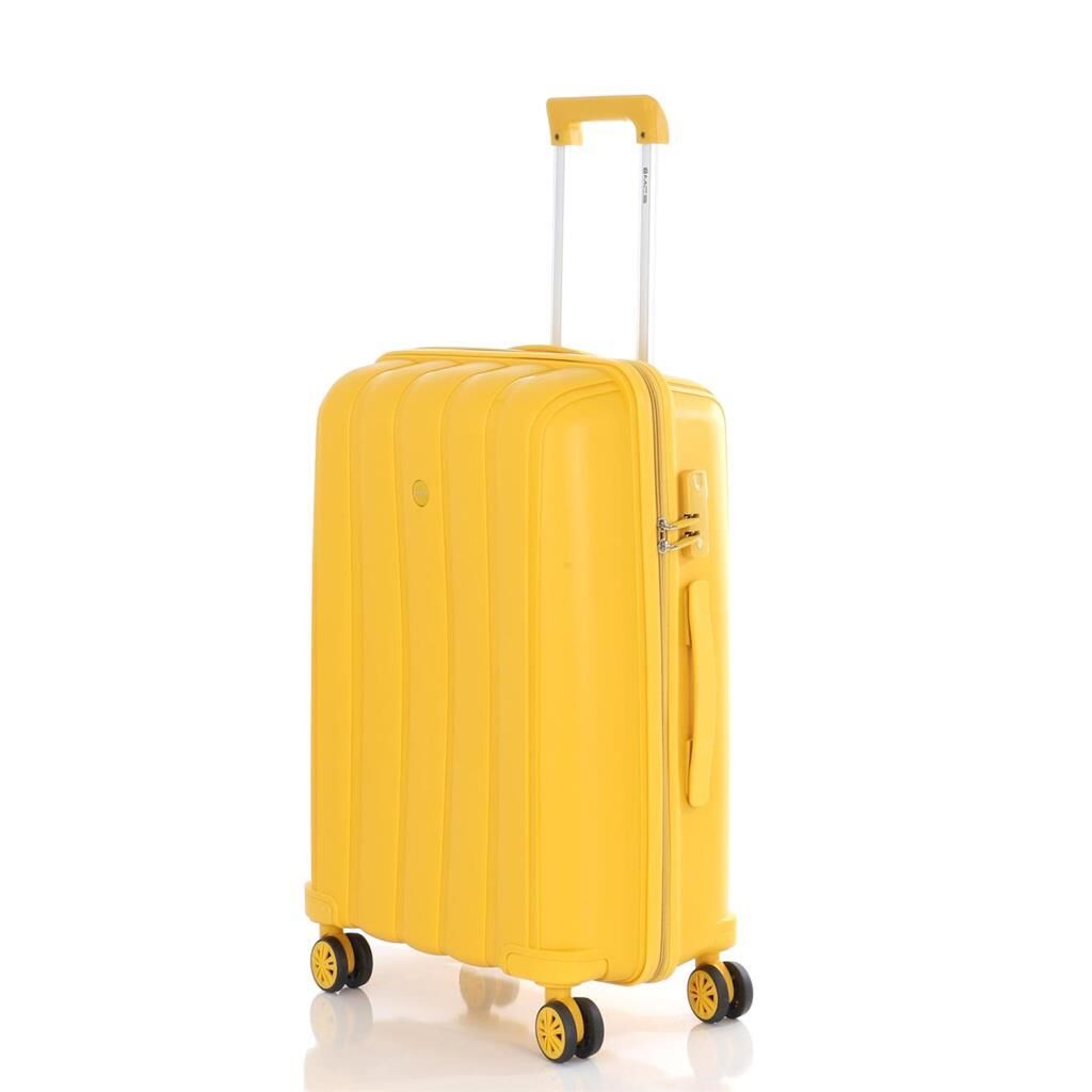 MÇS Bavul Büyük ve Orta 2li Set Kırılmaz Silikon Valiz V305 Sarı