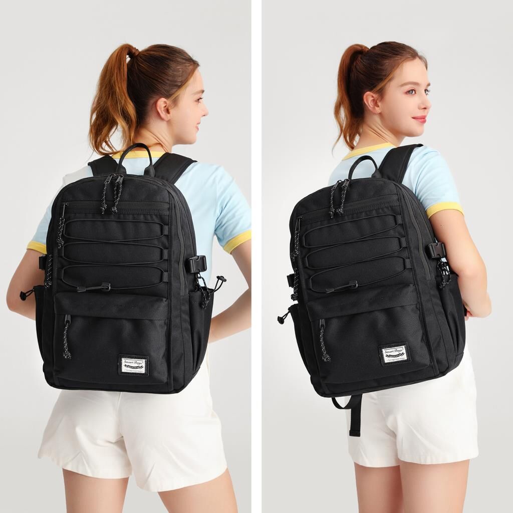 Smart Bags Sırt Çantası Okul Boyu Laptop Gözlü 3156 01 Siyah