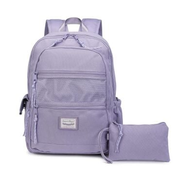 Smart Bags Sırt Çantası Okul Boyu Kalem Kutusu Hediyeli 3237 Eflatun