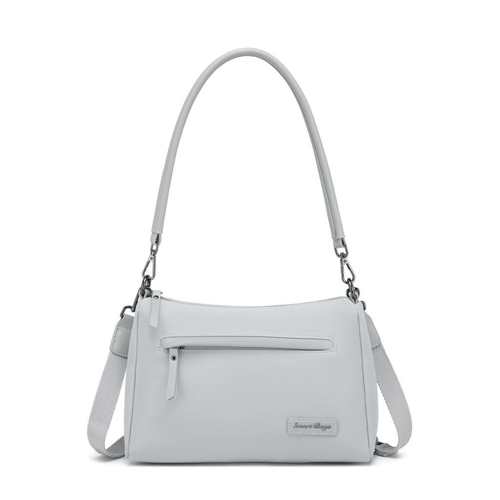Smart Bags Twill Dimi Kumaş Kadın Omuz Çantası 3325 Gri