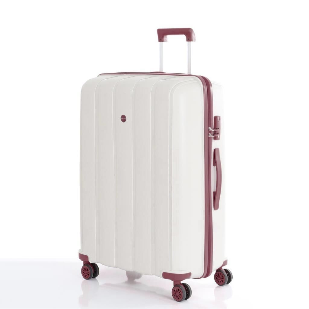 MÇS Bavul Büyük ve Orta 2li Set Kırılmaz Silikon Valiz V305 Kemik/KPudra