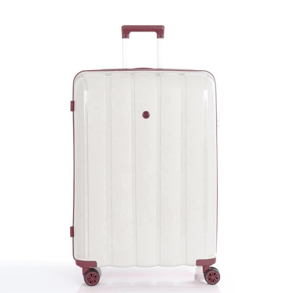 MÇS Bavul Büyük ve Orta 2li Set Kırılmaz Silikon Valiz V305 Kemik/KPudra