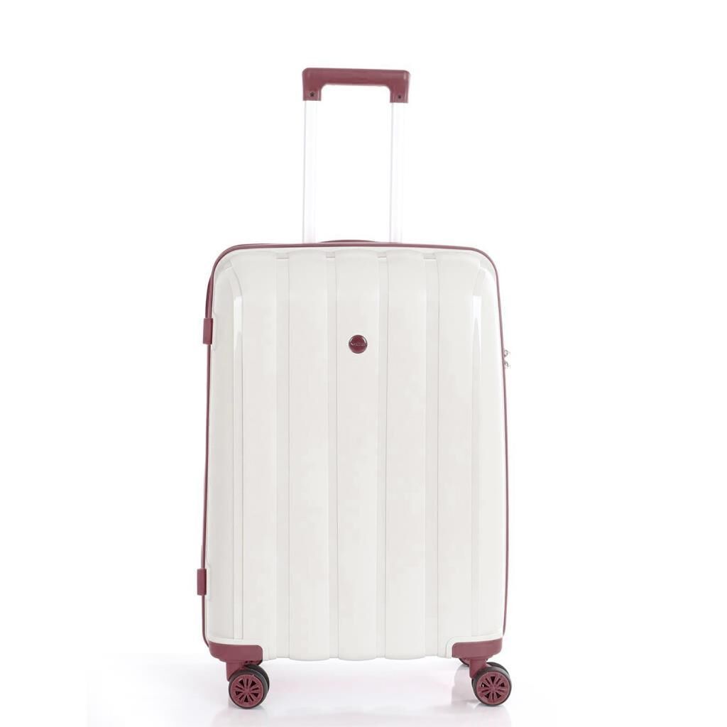 MÇS Bavul Büyük ve Orta 2li Set Kırılmaz Silikon Valiz V305 Kemik/KPudra