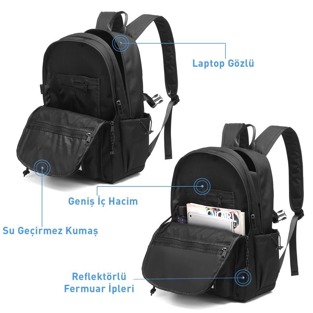 Smart Bags Sırt Çantası Okul Boyu Laptop Gözlü 3156 J.Mavi