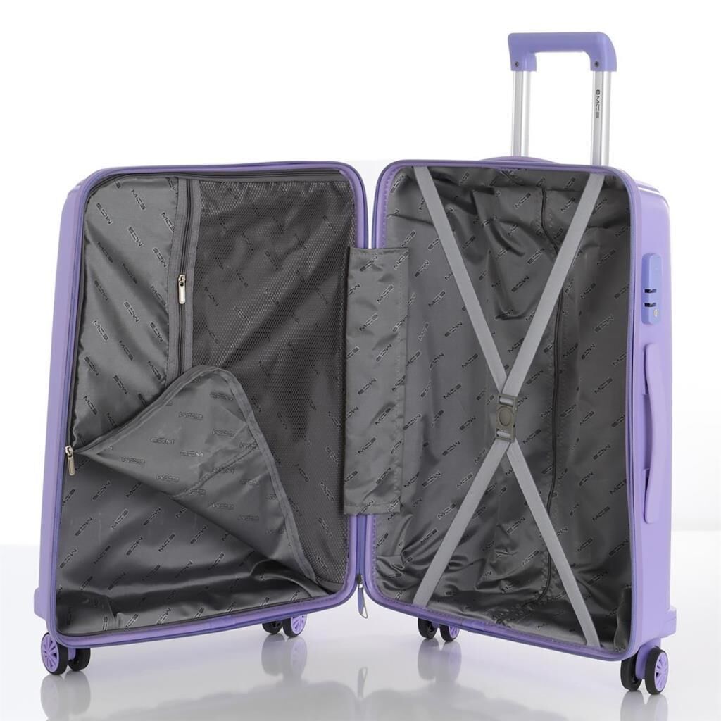 MÇS Bavul Büyük ve Orta 2li Set Kırılmaz Silikon Valiz V305 Lila