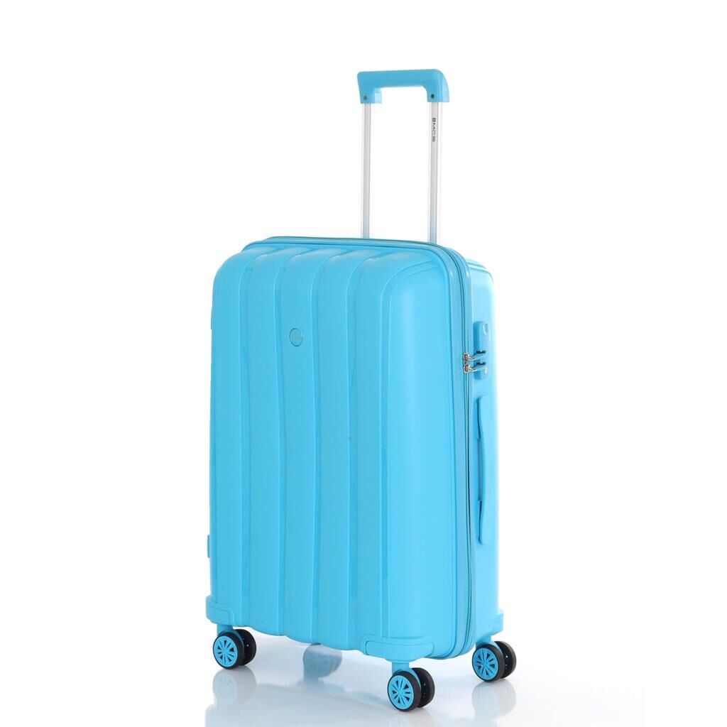 MÇS Bavul Büyük ve Orta 2li Set Kırılmaz Silikon Valiz V305 Açık Mavi