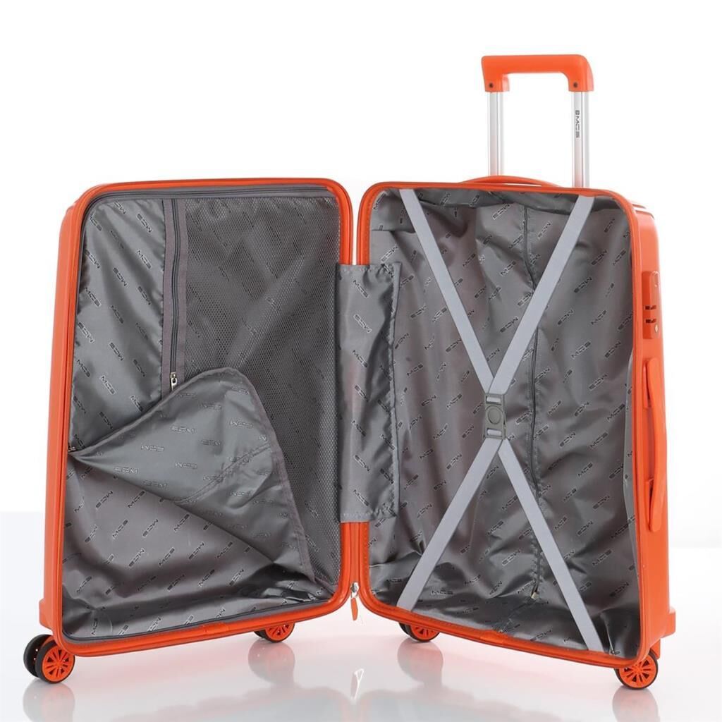 MÇS Bavul Büyük ve Orta 2li Set Kırılmaz Silikon Valiz V305 Orange