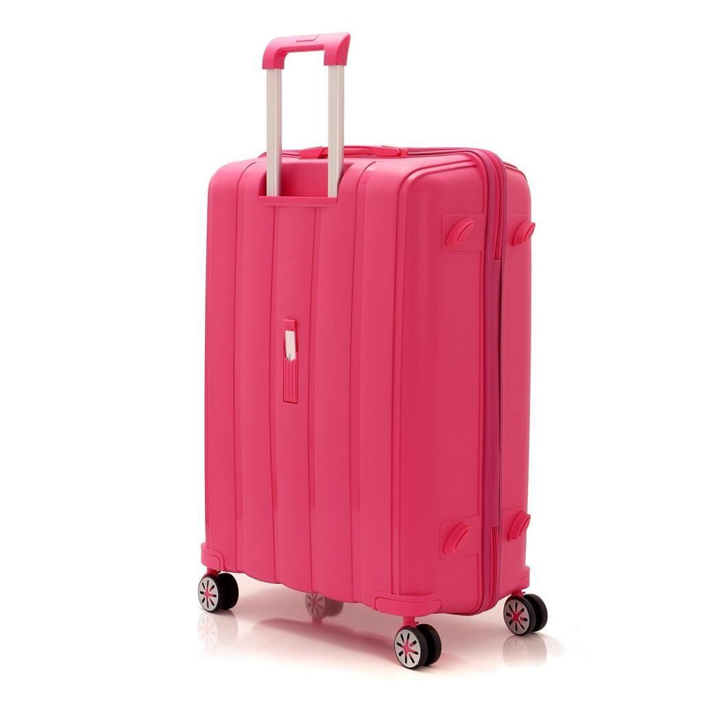 MÇS Bavul Büyük ve Orta 2li Set Kırılmaz Silikon Valiz V305 Fuşya