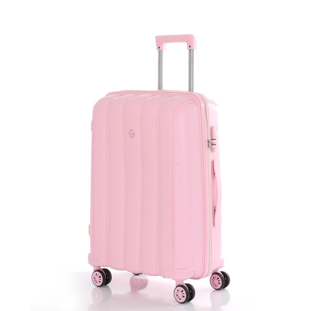 MÇS Bavul Büyük ve Orta 2li Set Kırılmaz Silikon Valiz V305 Pudra