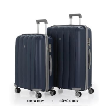 Mçs Valiz Büyük ve Orta Kırılmaz PP Silikon Laci/Gri