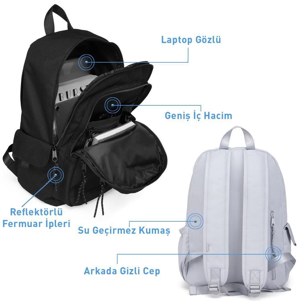 Smart Bags Sırt Çantası Okul Boyu Kalem Kutusu Hediyeli 3238 Eflatun