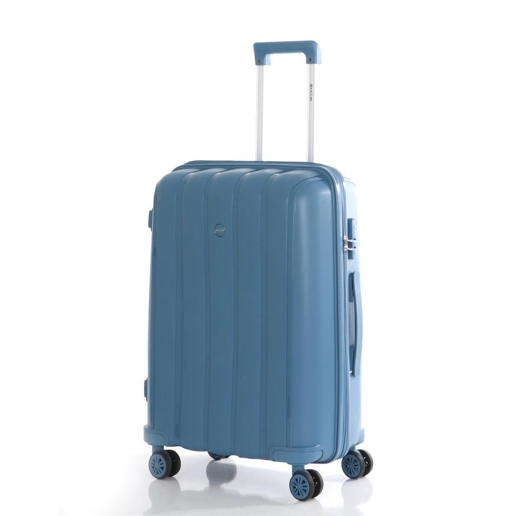MÇS Bavul Büyük ve Orta 2li Set Kırılmaz Silikon Valiz V305 Sky Blue