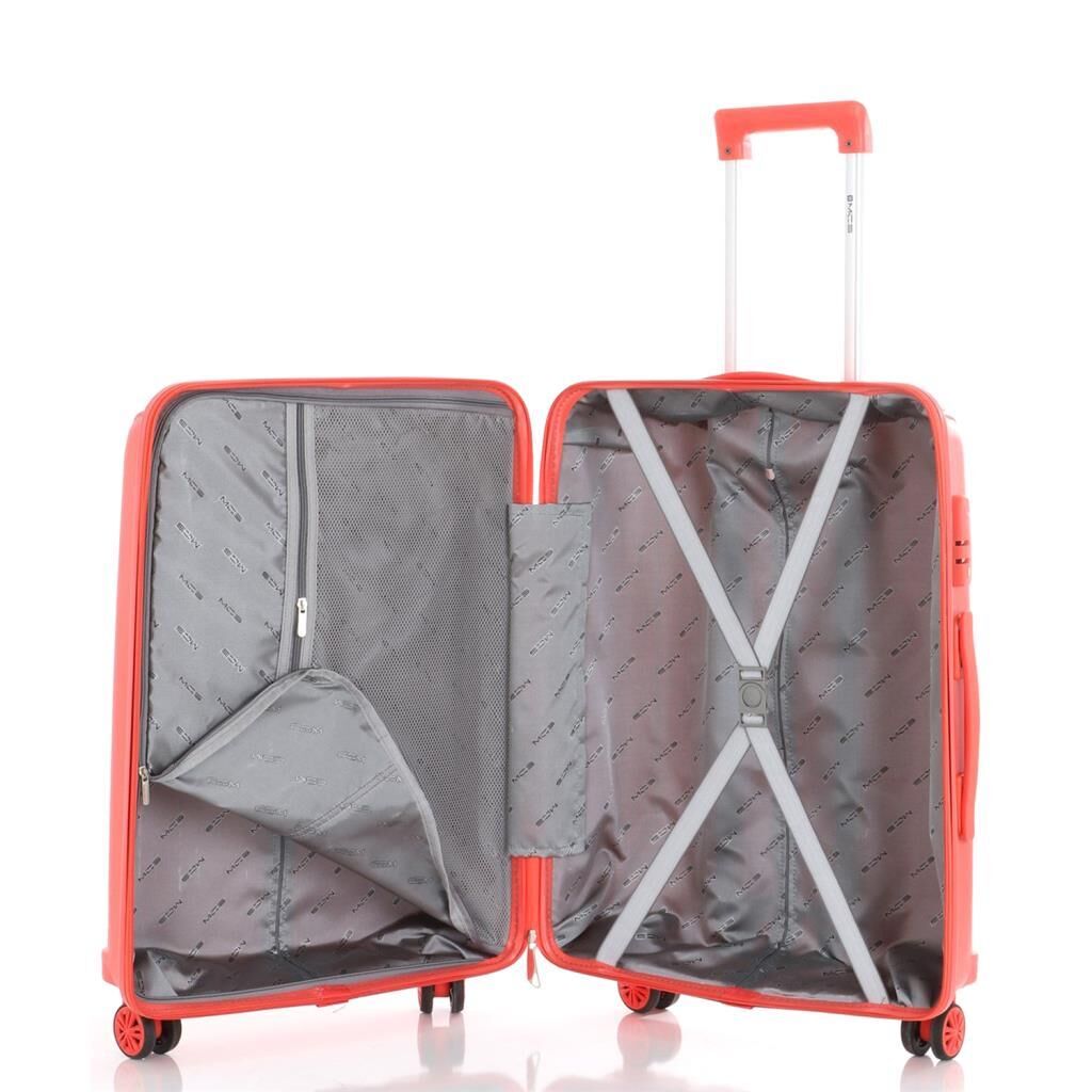 MÇS Bavul Büyük ve Orta 2li Set Kırılmaz Silikon Valiz V305 Mercan