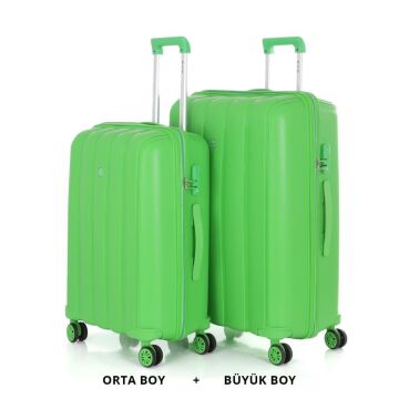 Mçs Valiz Büyük ve Orta Kırılmaz PP Silikon Fıstık Y.