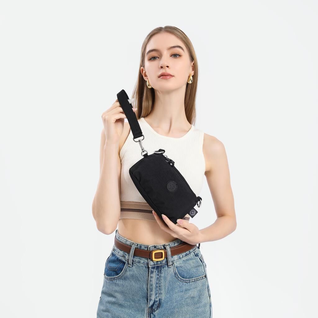 Minik Boy Krinkıl Kumaş Kadın Postacı Çantası Smart Bags 3268 Siyah