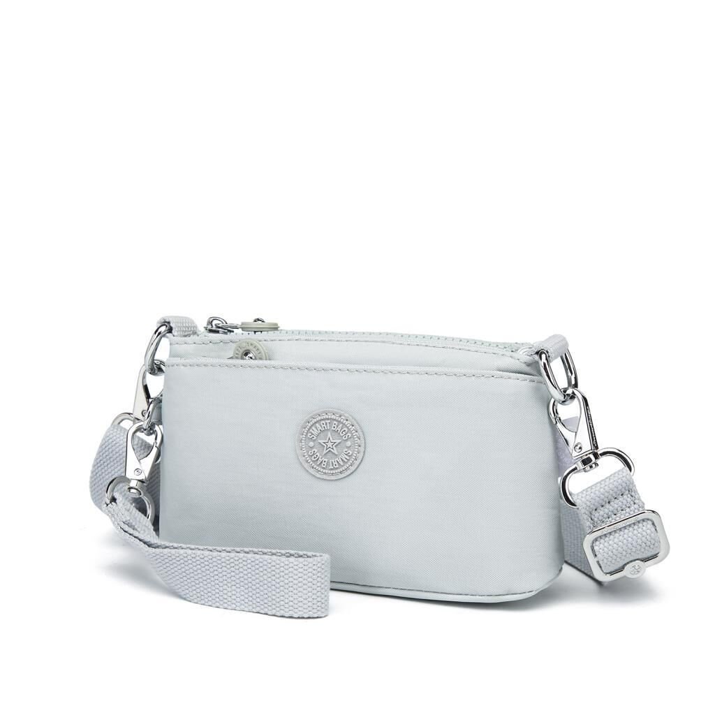 Minik Boy Krinkıl Kumaş Kadın Postacı Çantası Smart Bags 3268 11 A.Gri