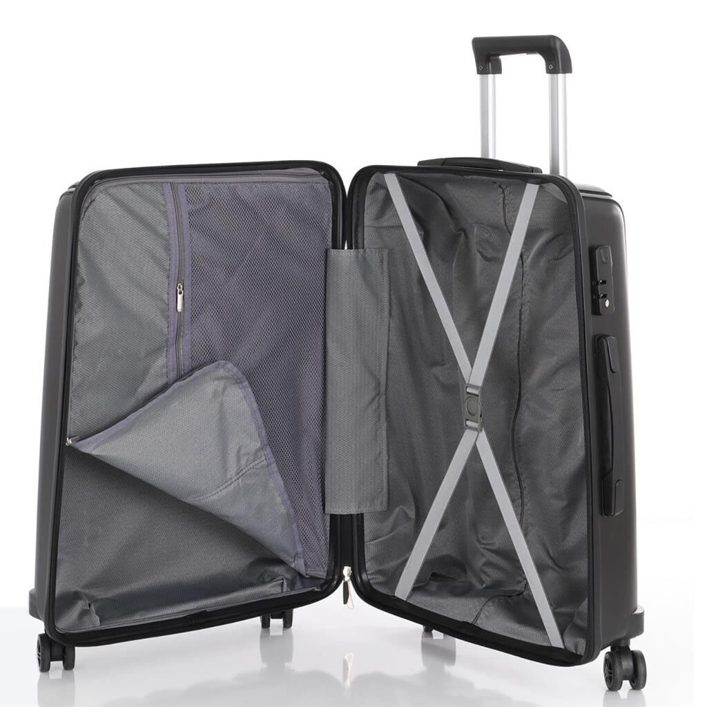 MÇS Bavul Orta ve Kabin 2li Set Kırılmaz Silikon Valiz V305 Siyah