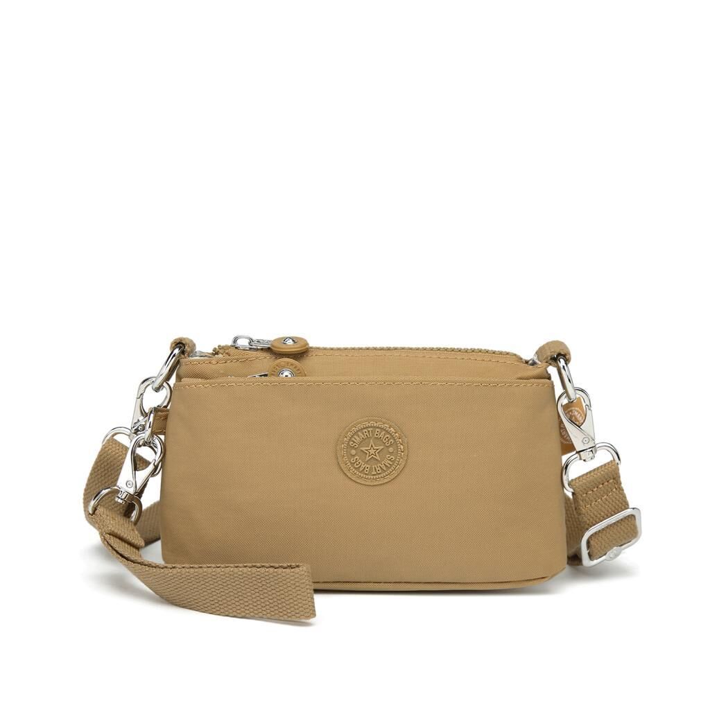 Minik Boy Krinkıl Kumaş Kadın Postacı Çantası Smart Bags 3268 Camel