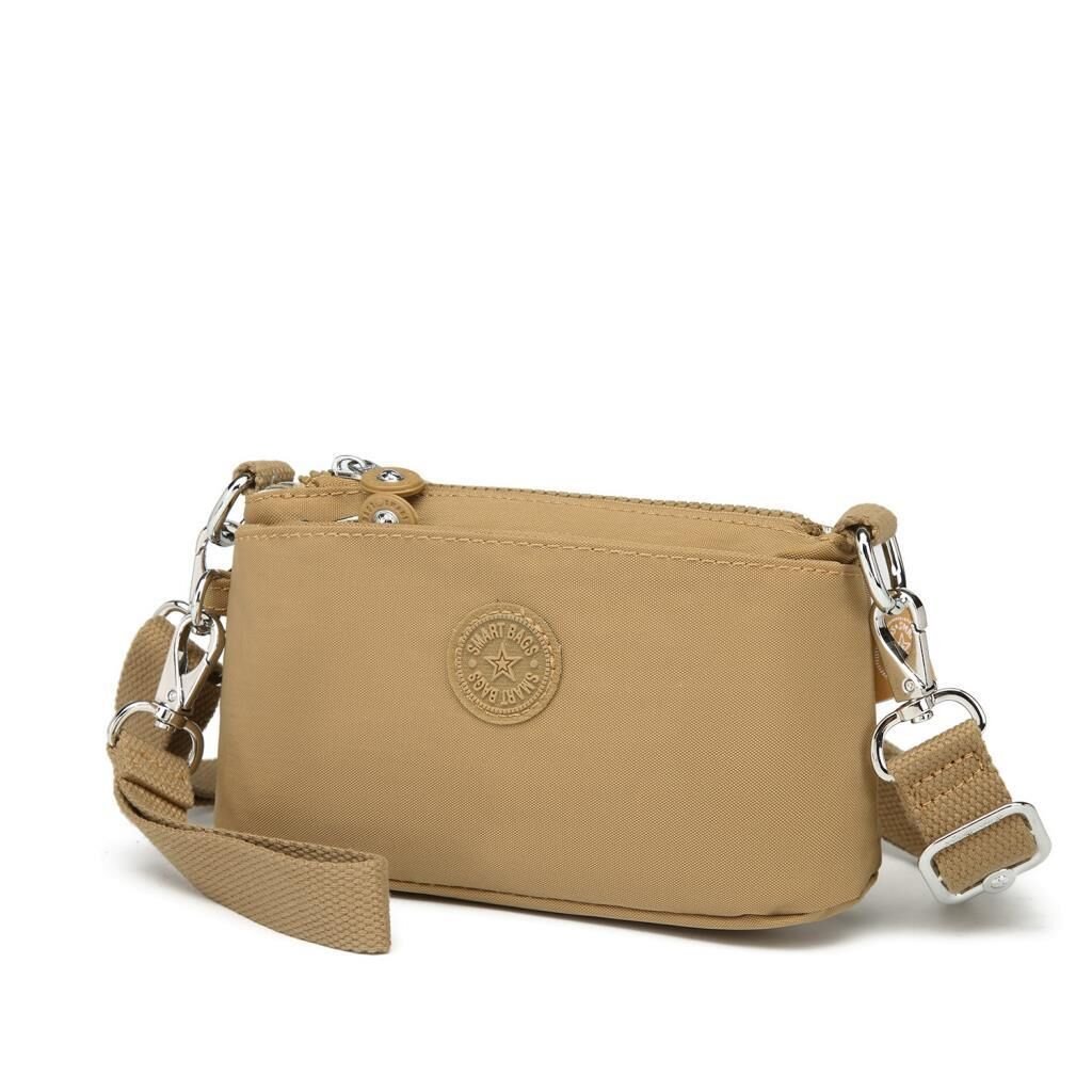 Minik Boy Krinkıl Kumaş Kadın Postacı Çantası Smart Bags 3268 Camel