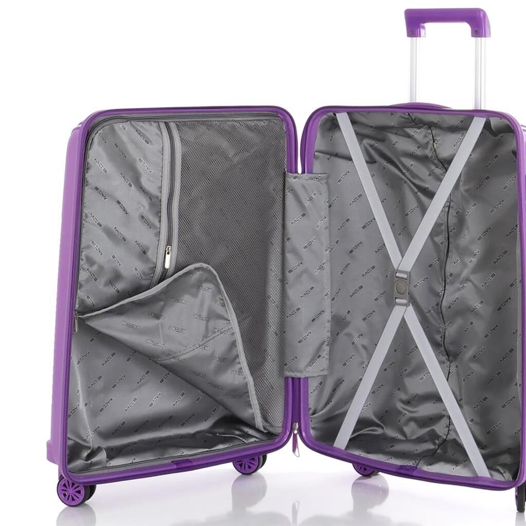 MÇS Bavul Orta ve Kabin 2li Set Kırılmaz Silikon Valiz V305 Mor