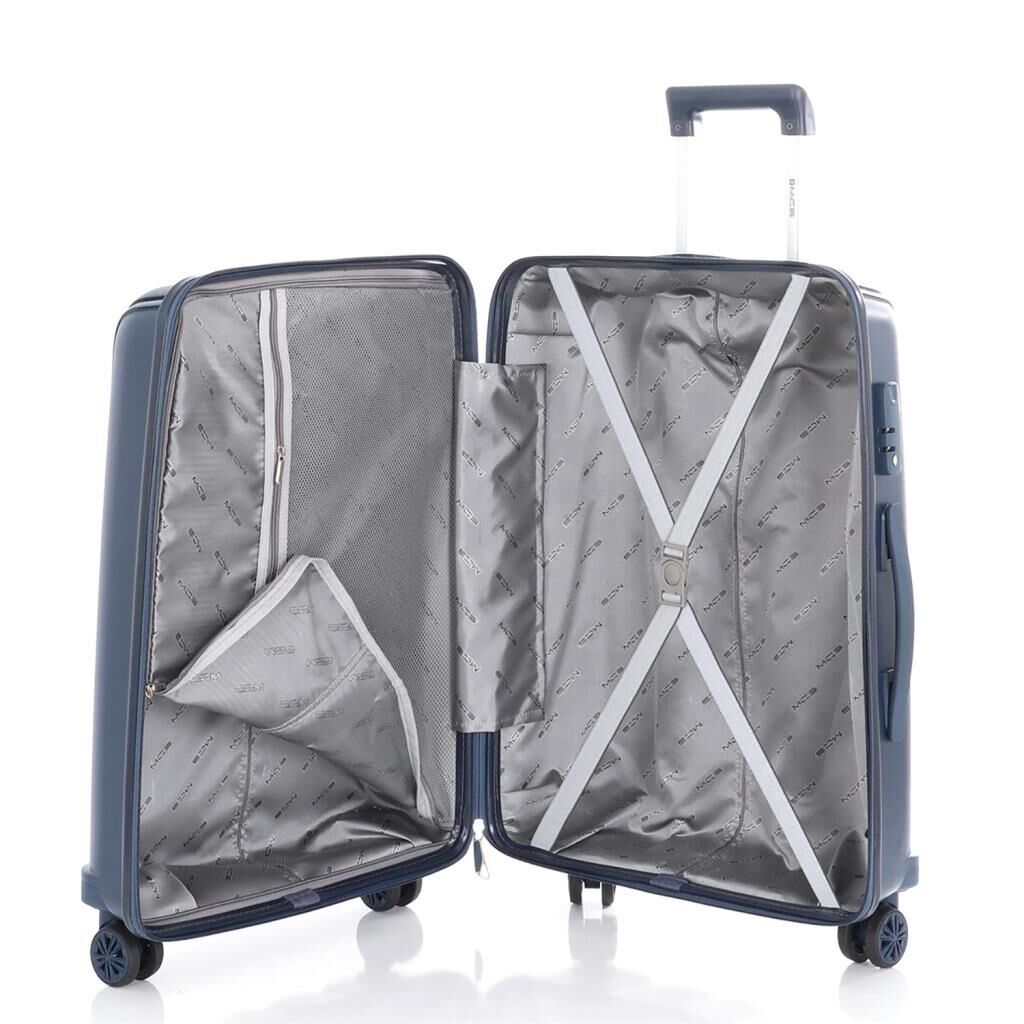 MÇS Bavul Orta ve Kabin 2li Set Kırılmaz Silikon Valiz V305 Lacivert