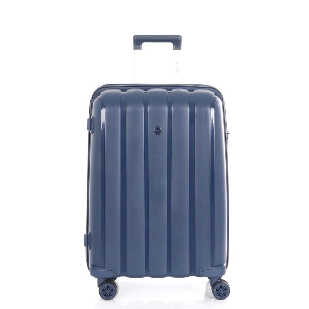 MÇS Bavul Orta ve Kabin 2li Set Kırılmaz Silikon Valiz V305 Lacivert