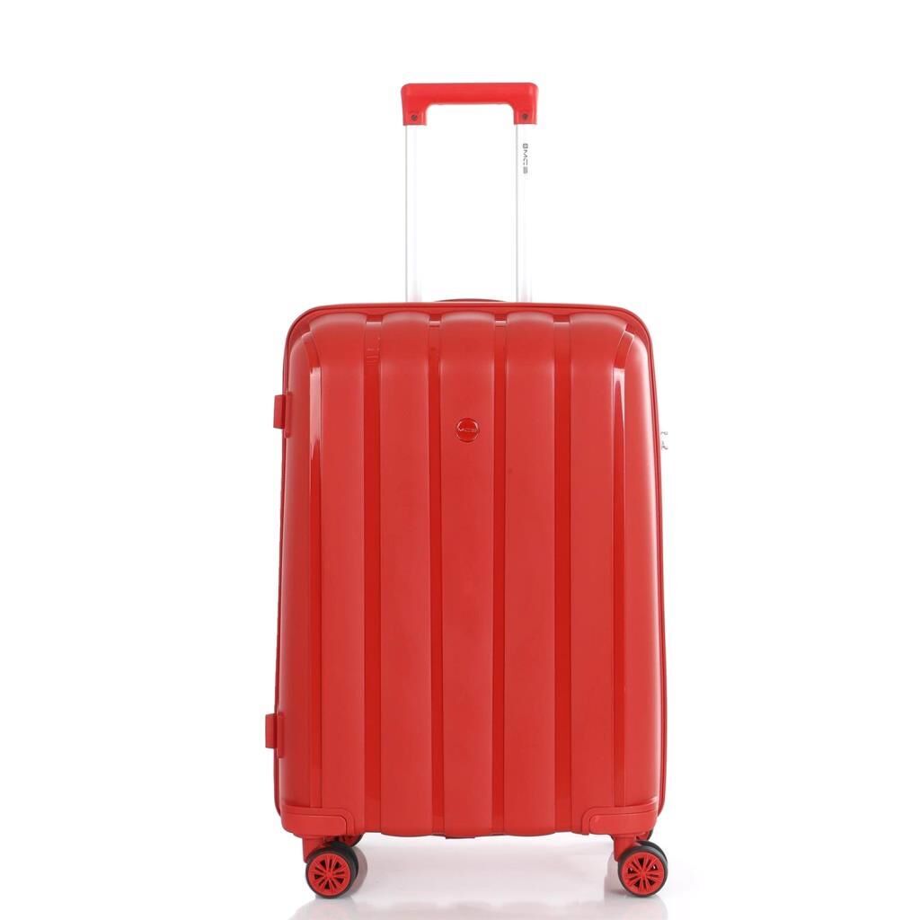 MÇS Bavul Orta ve Kabin 2li Set Kırılmaz Silikon Valiz V305 Kırmızı