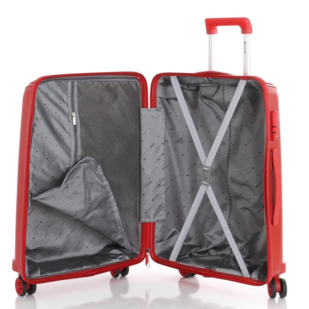 MÇS Bavul Orta ve Kabin 2li Set Kırılmaz Silikon Valiz V305 Kırmızı